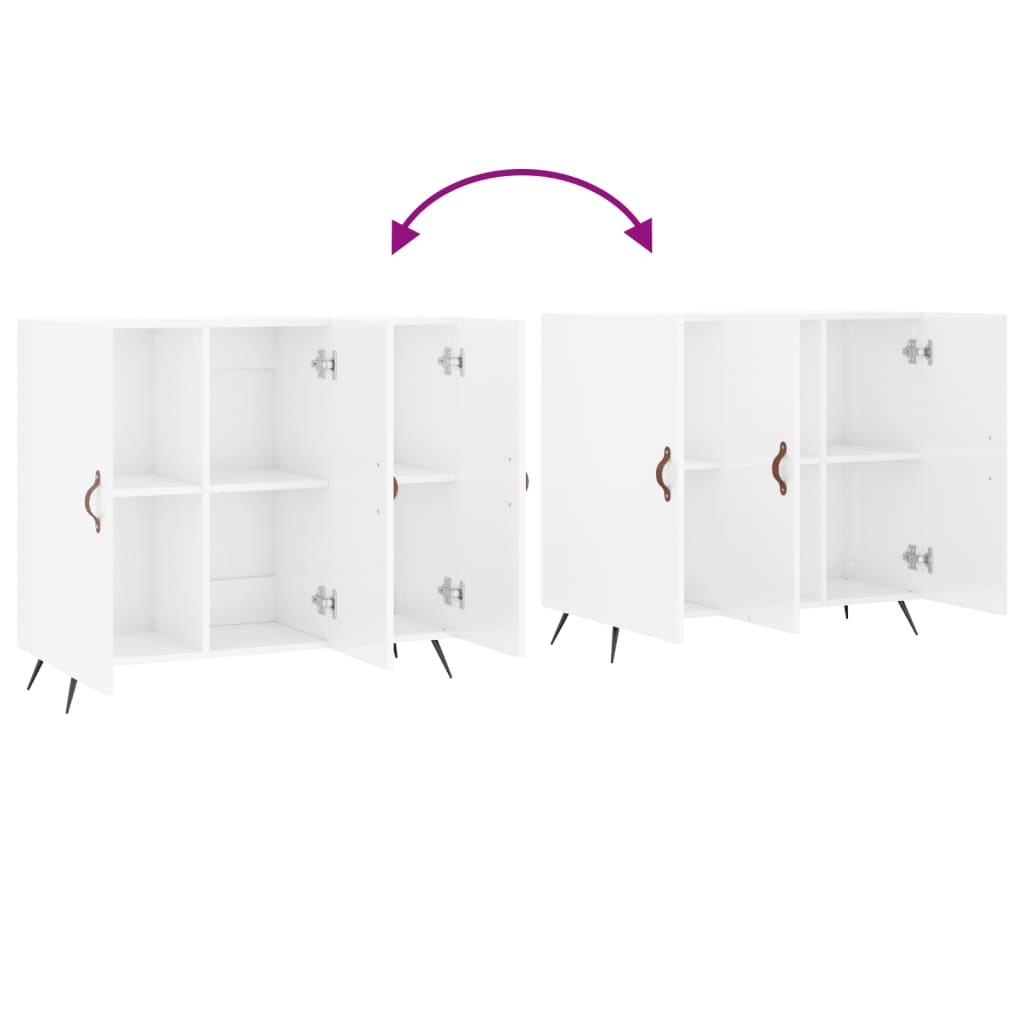 Credenza Bianco Lucido 90x34x80 cm in Legno Multistrato - homemem39