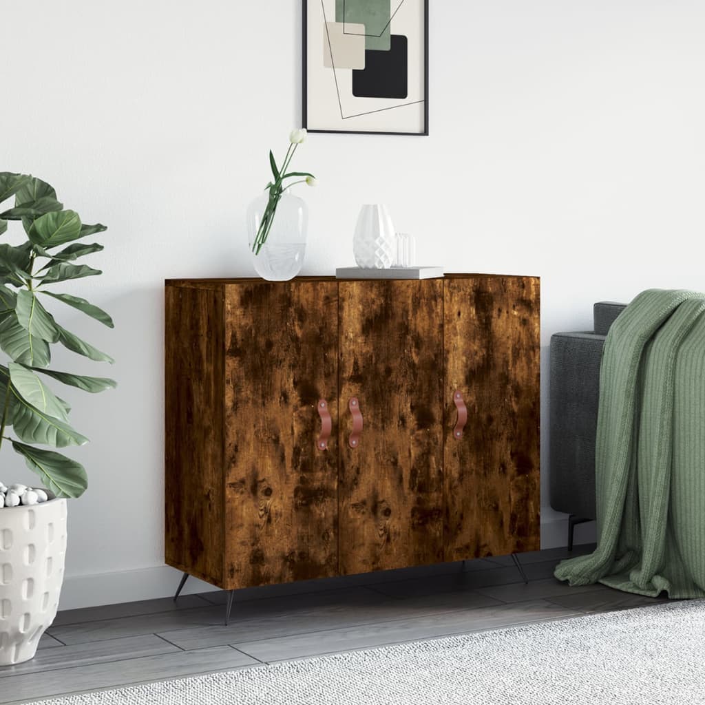 Credenza Rovere Fumo 90x34x80 cm in Legno Multistrato - homemem39