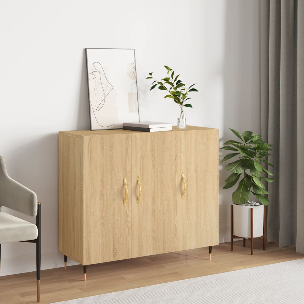 Credenza Rovere Sonoma 90x34x80 cm in Legno Multistrato - homemem39