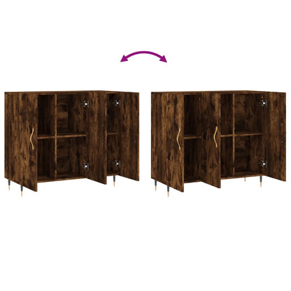 Credenza Rovere Fumo 90x34x80 cm in Legno Multistrato