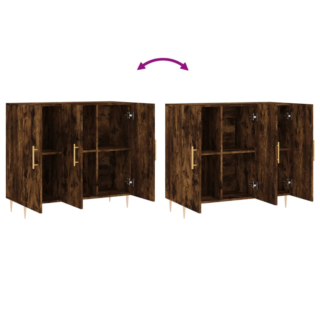 Credenza Rovere Fumo 90x34x80 cm in Legno Multistrato - homemem39