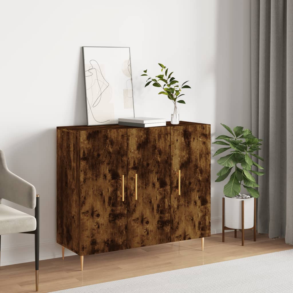 Credenza Rovere Fumo 90x34x80 cm in Legno Multistrato - homemem39