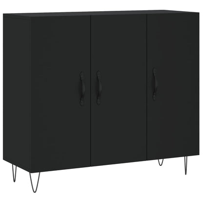 Black Sideboard 90x34x80 cm in Multilayer Wood