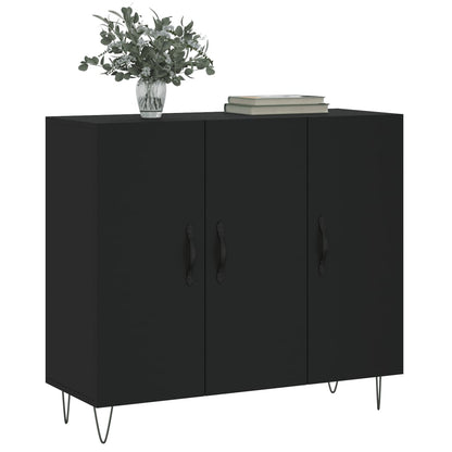 Black Sideboard 90x34x80 cm in Multilayer Wood