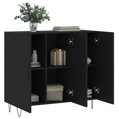 Black Sideboard 90x34x80 cm in Multilayer Wood