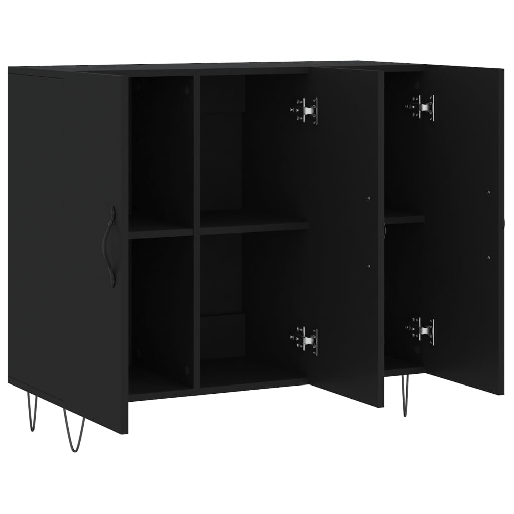 Black Sideboard 90x34x80 cm in Multilayer Wood