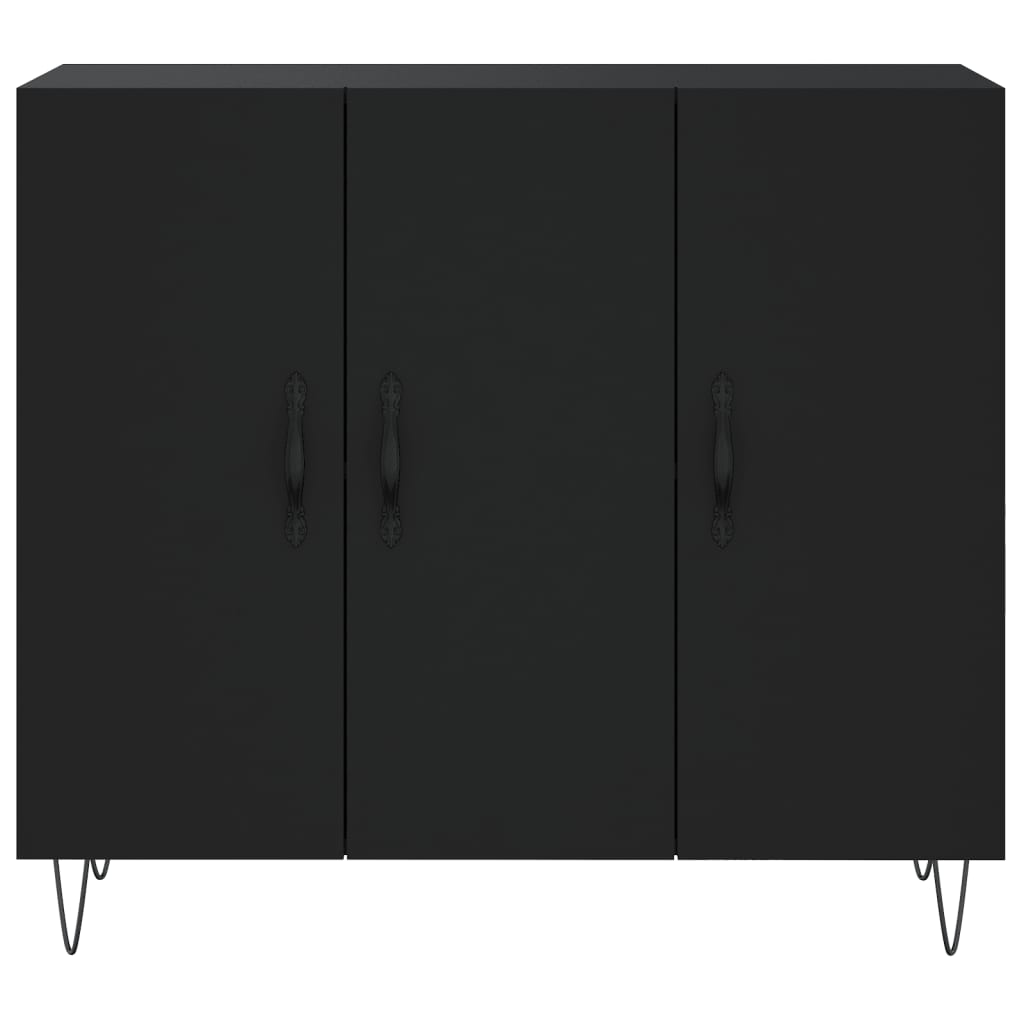 Black Sideboard 90x34x80 cm in Multilayer Wood