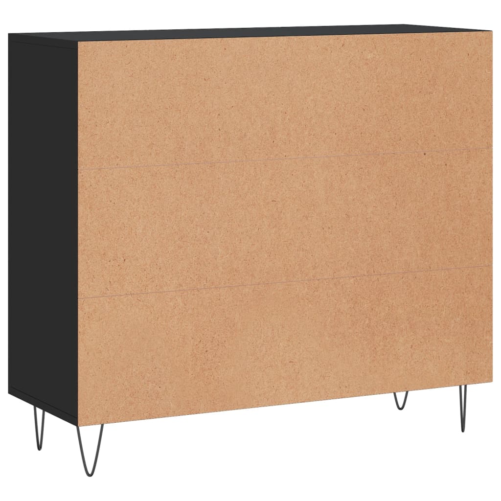 Black Sideboard 90x34x80 cm in Multilayer Wood