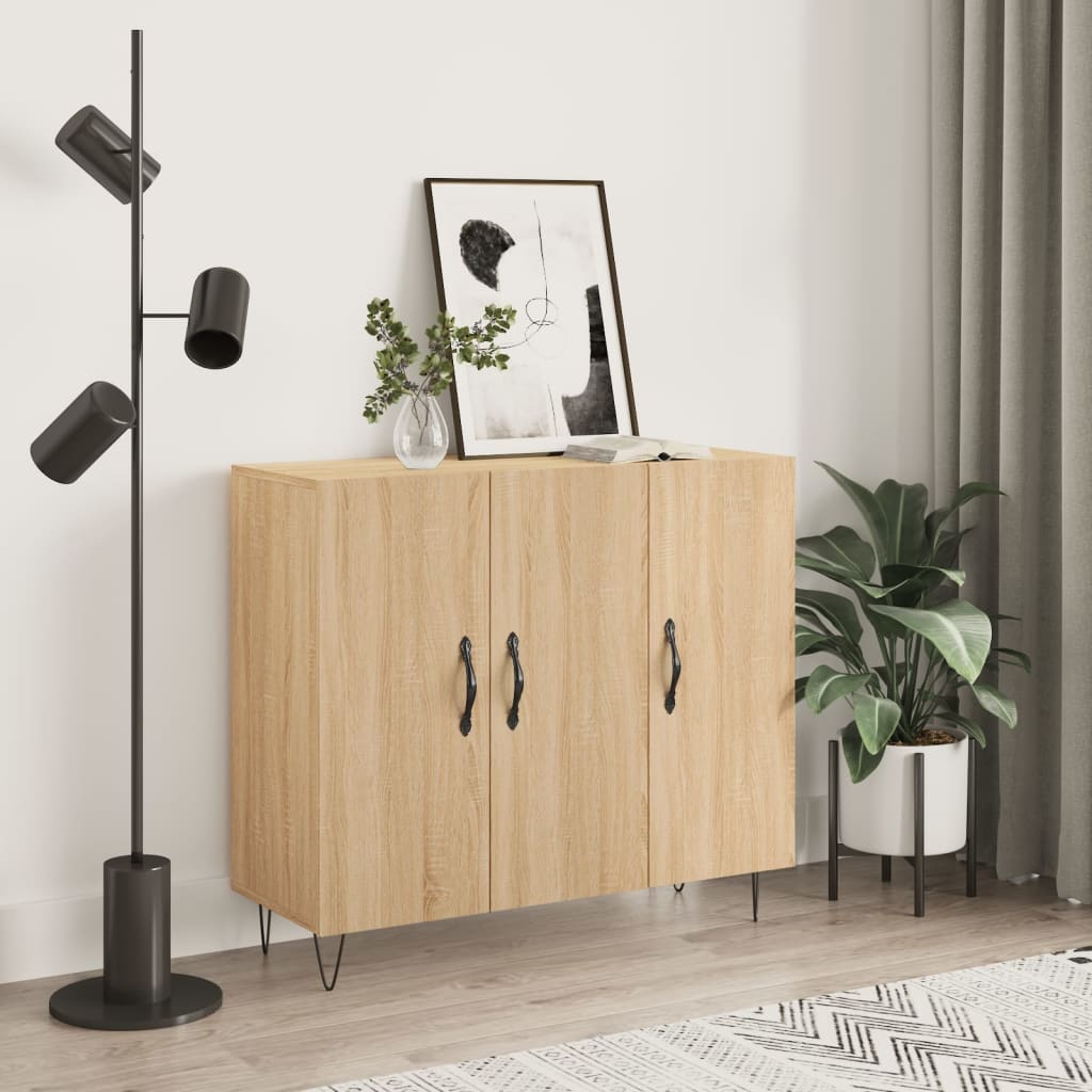 Credenza Rovere Sonoma 90x34x80 cm in Legno Multistrato - homemem39