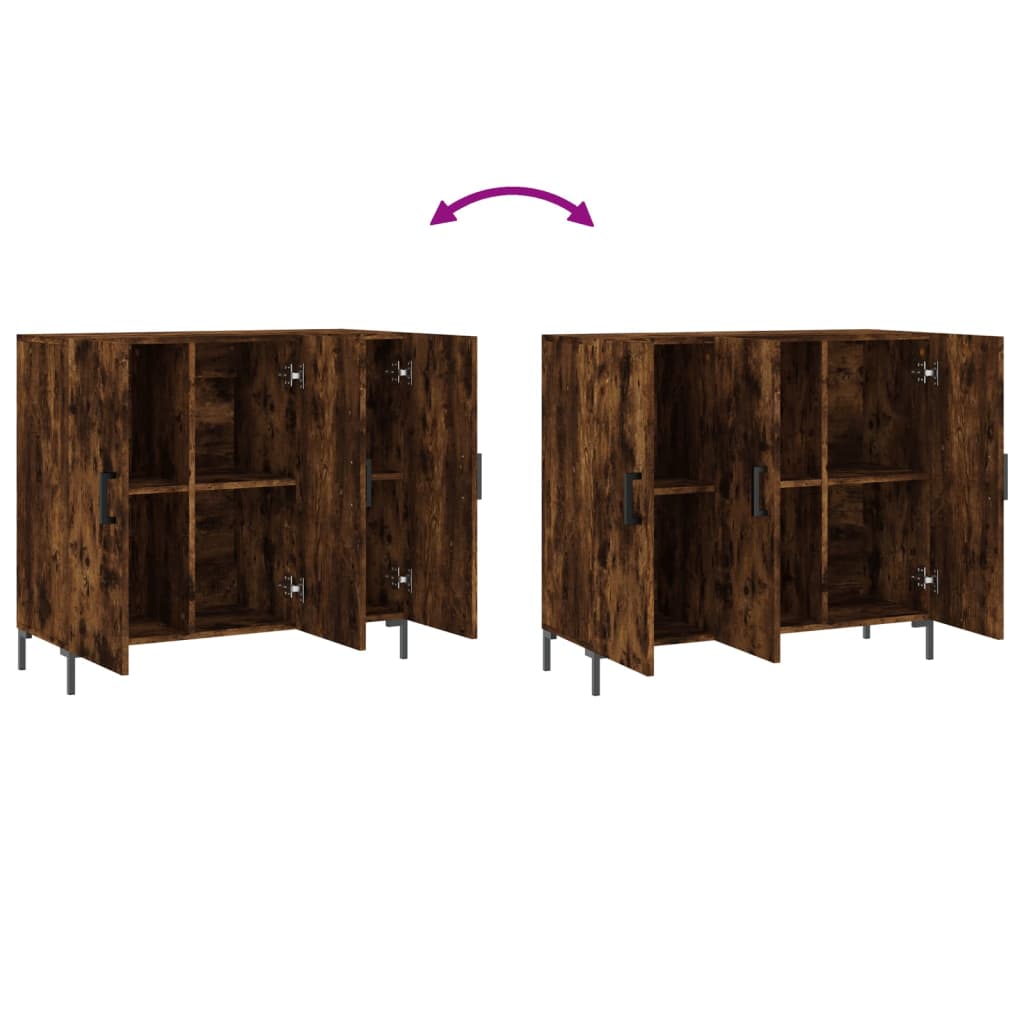 Credenza Rovere Fumo 90x34x80 cm in Legno Multistrato - homemem39