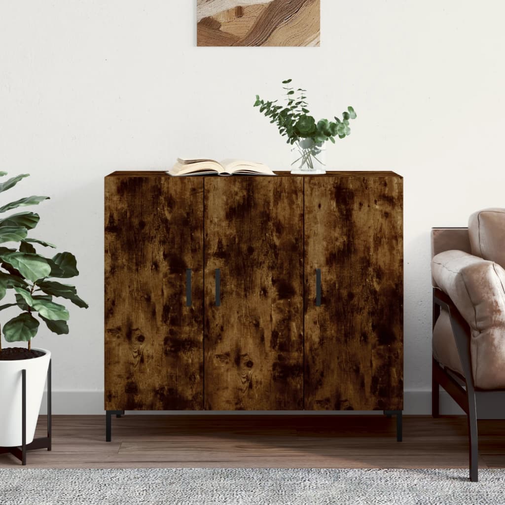 Credenza Rovere Fumo 90x34x80 cm in Legno Multistrato - homemem39