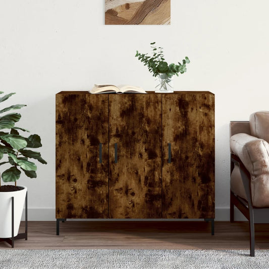 Credenza Rovere Fumo 90x34x80 cm in Legno Multistrato - homemem39