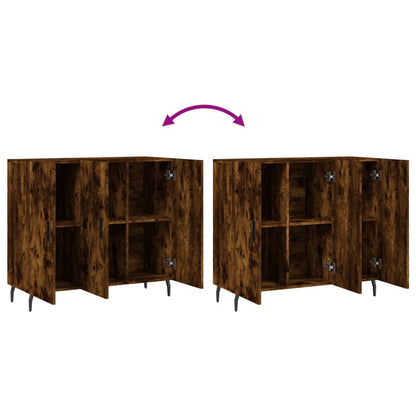 Credenza Rovere Fumo 90x34x80 cm in Legno Multistrato