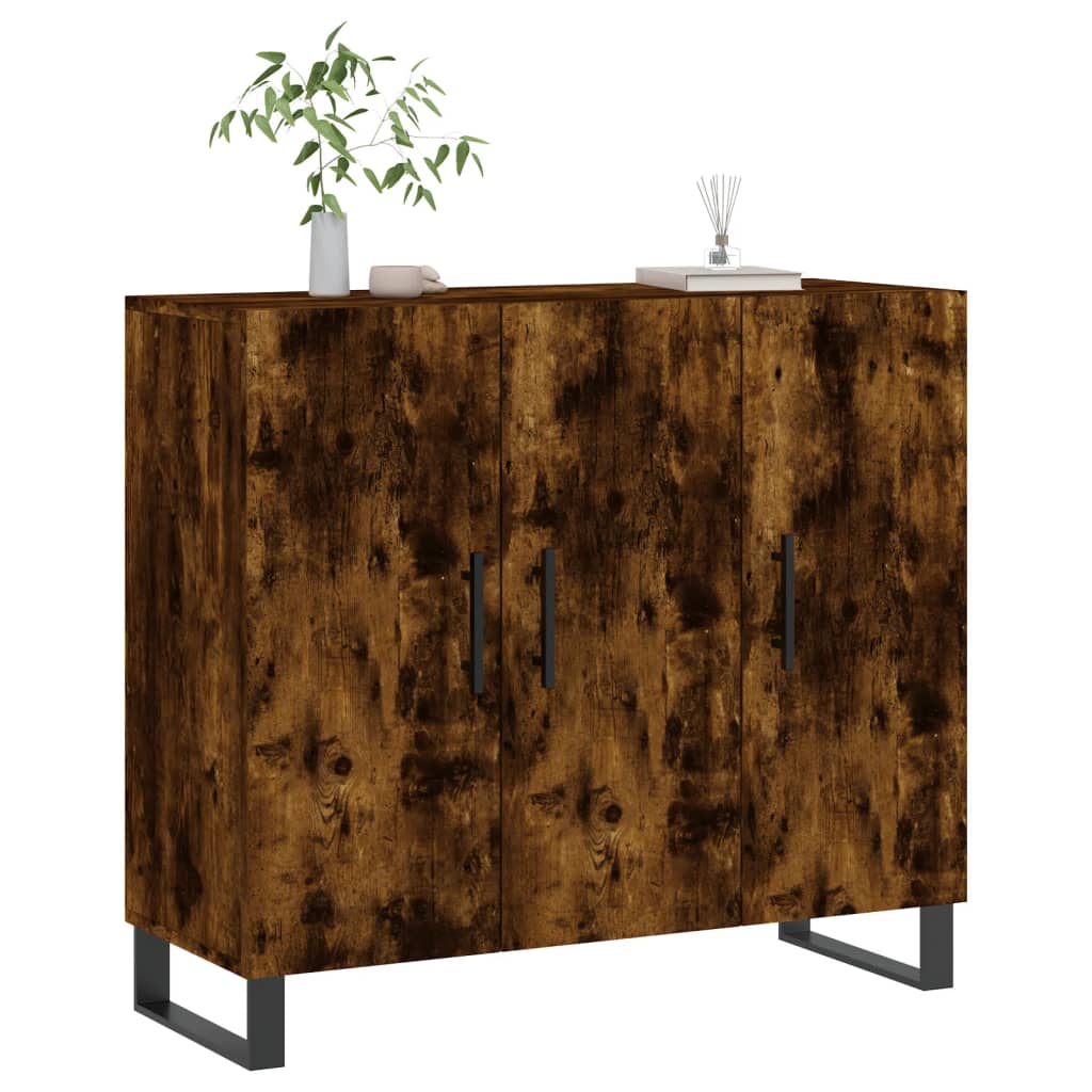 Credenza Rovere Fumo 90x34x80 cm in Legno Multistrato | homemem39