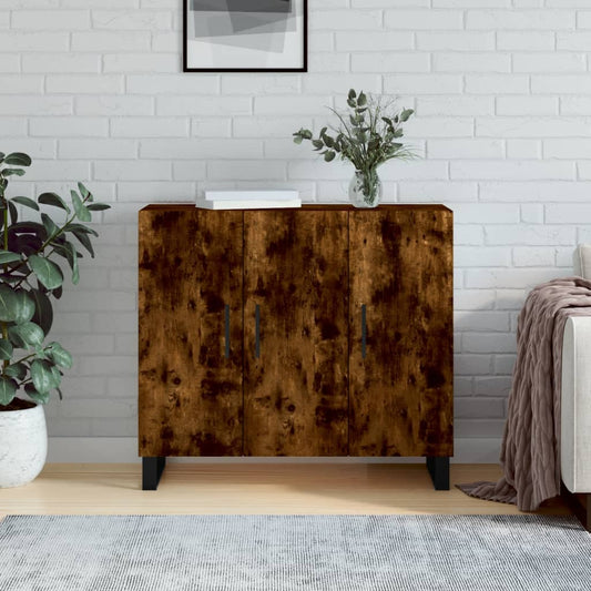 Credenza Rovere Fumo 90x34x80 cm in Legno Multistrato | homemem39