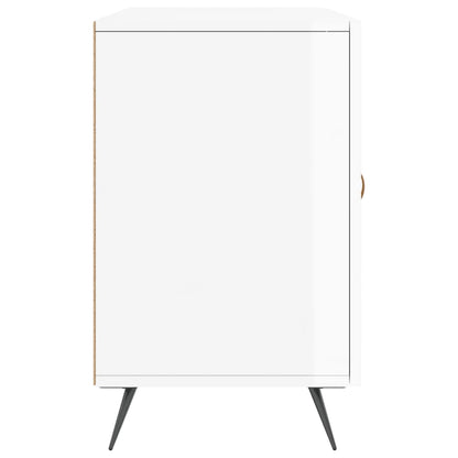 Credenza Bianco Lucido 100x36x60 cm in Legno Multistrato