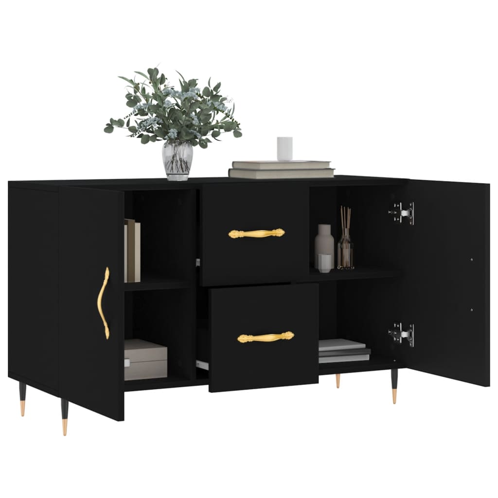 Black Sideboard 100x36x60 cm in Multilayer Wood