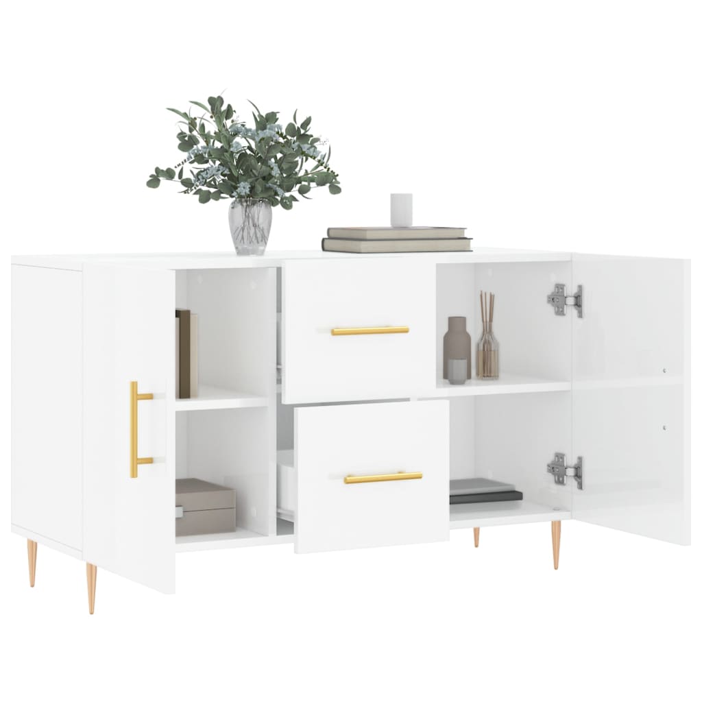 Credenza Bianco Lucido 100x36x60 cm in Legno Multistrato