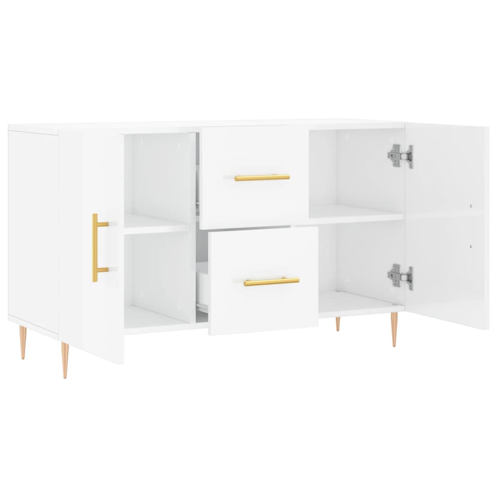 Credenza Bianco Lucido 100x36x60 cm in Legno Multistrato