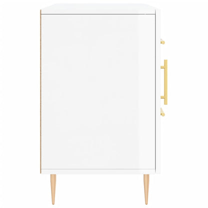 Credenza Bianco Lucido 100x36x60 cm in Legno Multistrato