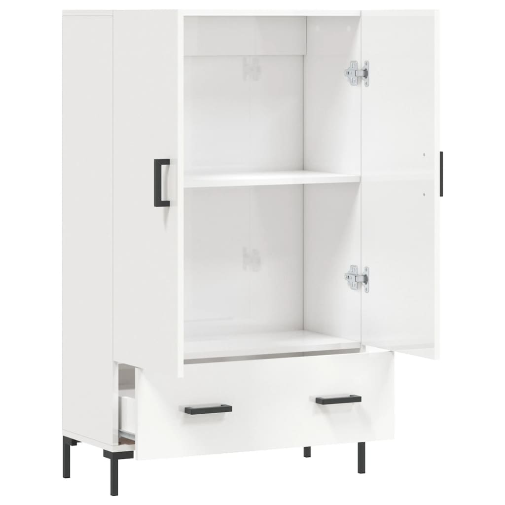 Credenza Bianco Lucido 69,5x31x115 cm in Legno Multistrato
