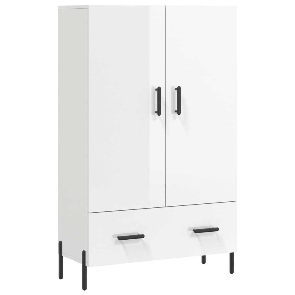 Credenza Bianco Lucido 69,5x31x115 cm in Legno Multistrato