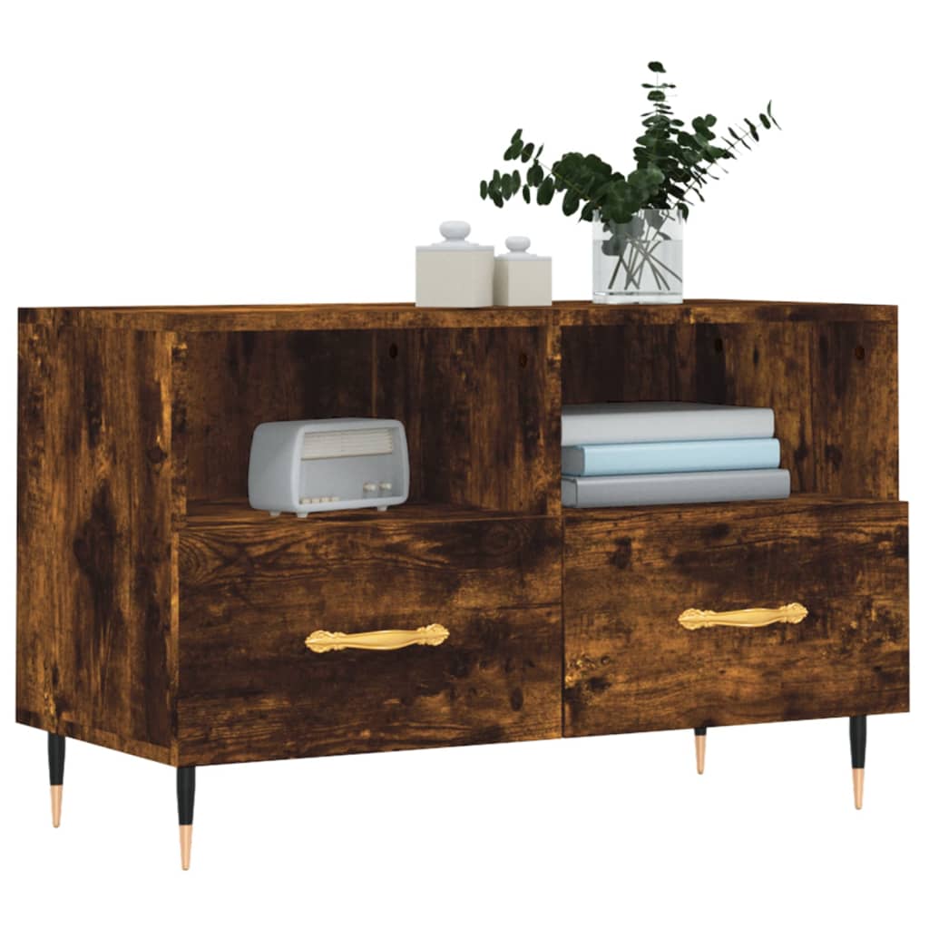 Mobile Porta TV Rovere Fumo 80x36x50 cm in Legno Multistrato - homemem39