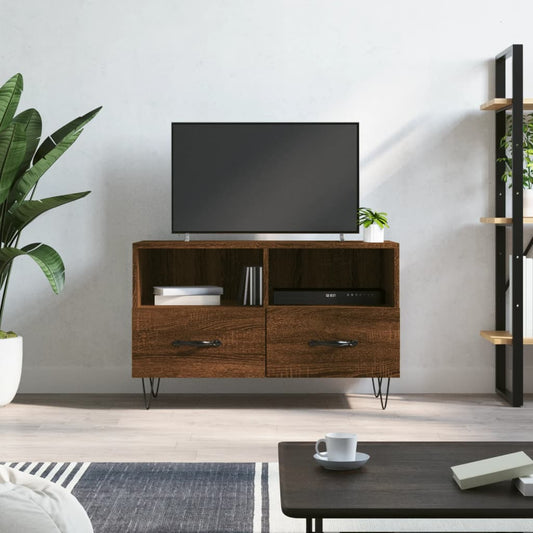 Mobile Porta TV Rovere Marrone 80x36x50 cm in Legno Multistrato - homemem39