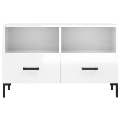 Mobile Porta TV Bianco Lucido 80x36x50 cm in Legno Multistrato - homemem39