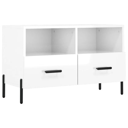 Mobile Porta TV Bianco Lucido 80x36x50 cm in Legno Multistrato - homemem39