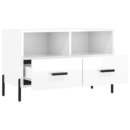 Mobile Porta TV Bianco Lucido 80x36x50 cm in Legno Multistrato - homemem39