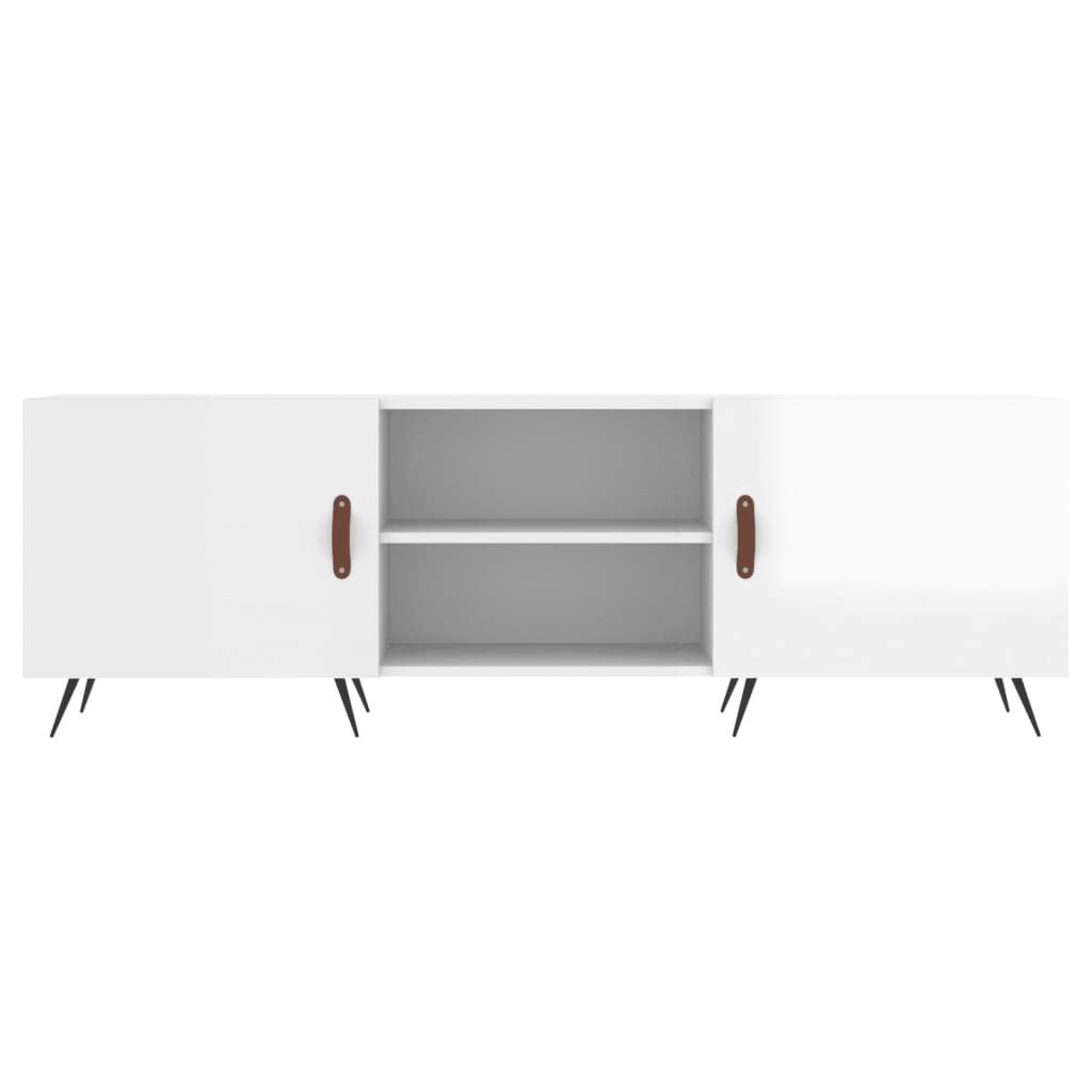 Mobile Porta TV Bianco Lucido 150x30x50 cm in Legno Multistrato - homemem39