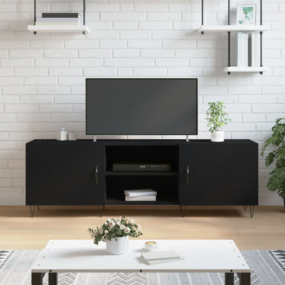 Mobile Porta TV Nero 150x30x50 cm in Legno Multistrato - homemem39
