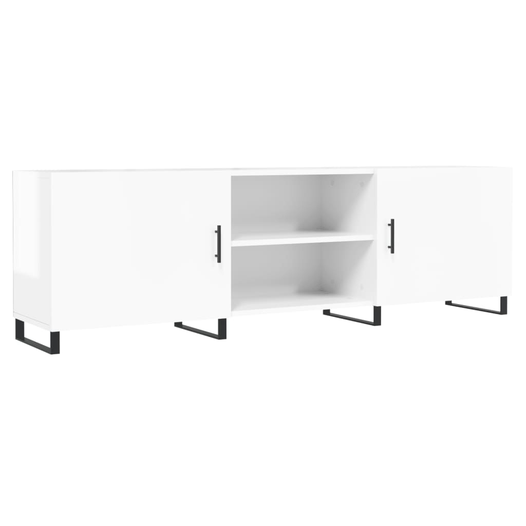 Mobile Porta TV Bianco Lucido 150x30x50 cm in Legno Multistrato - homemem39