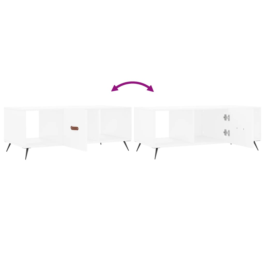 Tavolino da Salotto Bianco 102x50x40 cm in Legno Multistrato | homemem39