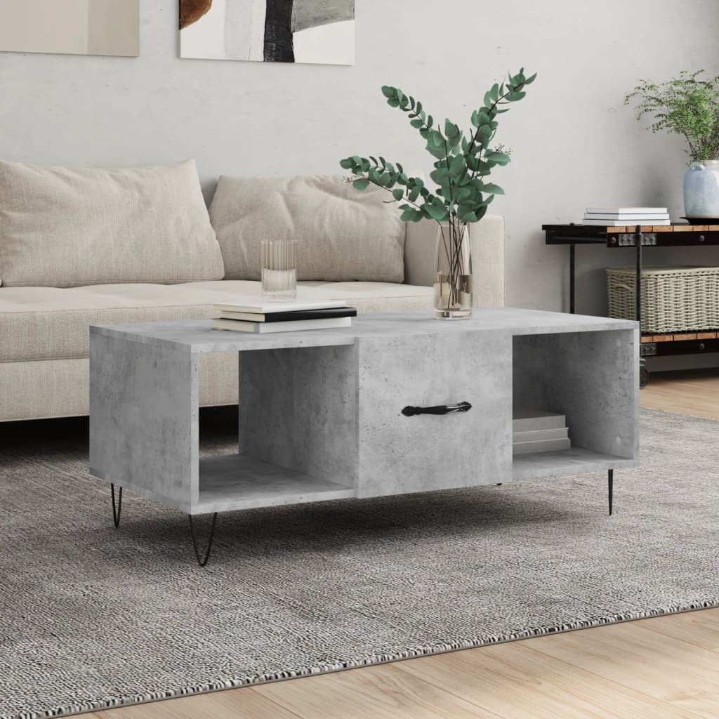 Tavolino Salotto Grigio Cemento 102x50x40 cm Legno Multistrato | homemem39