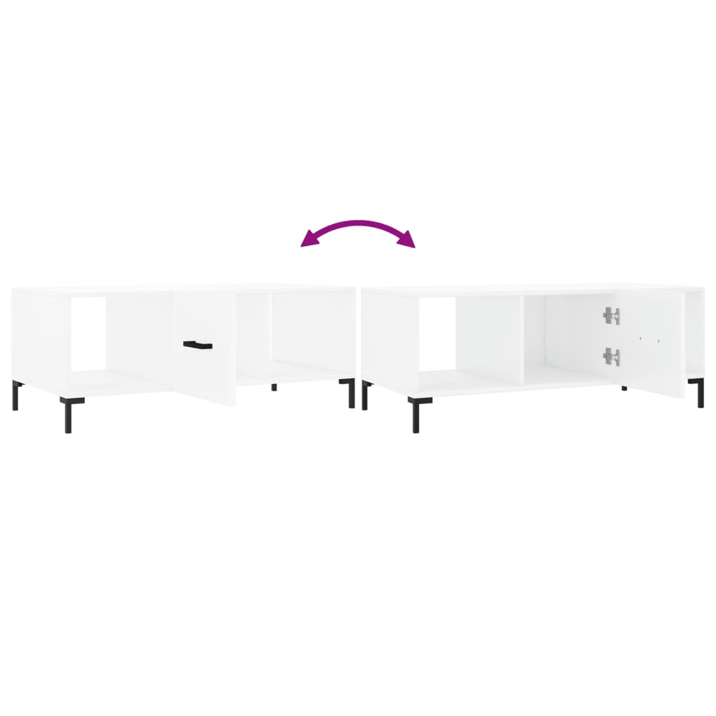 Tavolino da Salotto Bianco 102x50x40 cm in Legno Multistrato