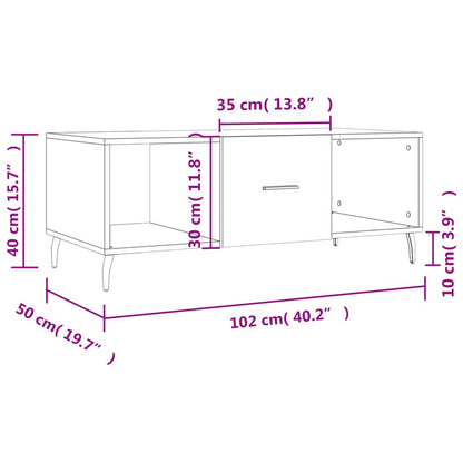 Tavolino da Salotto Nero 102x50x40 cm in Legno Multistrato