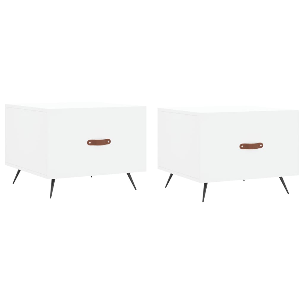 Tavolini da Salotto 2 pz Bianchi 50x50x40 cm Legno Multistrato | homemem39