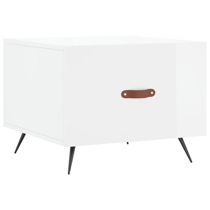 Tavolino da Salotto Bianco Lucido 50x50x40 cm Legno Multistrato | homemem39