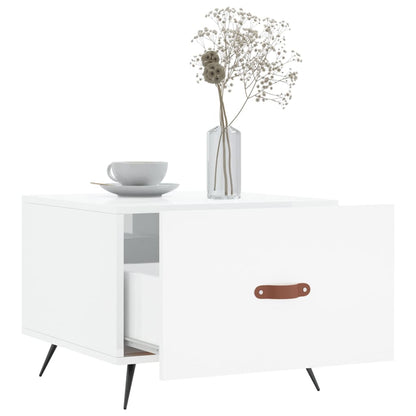 Tavolino da Salotto Bianco Lucido 50x50x40 cm Legno Multistrato