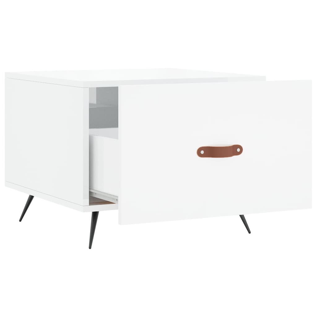 Tavolino da Salotto Bianco Lucido 50x50x40 cm Legno Multistrato | homemem39