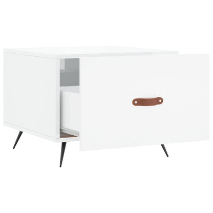Tavolino da Salotto Bianco Lucido 50x50x40 cm Legno Multistrato | homemem39