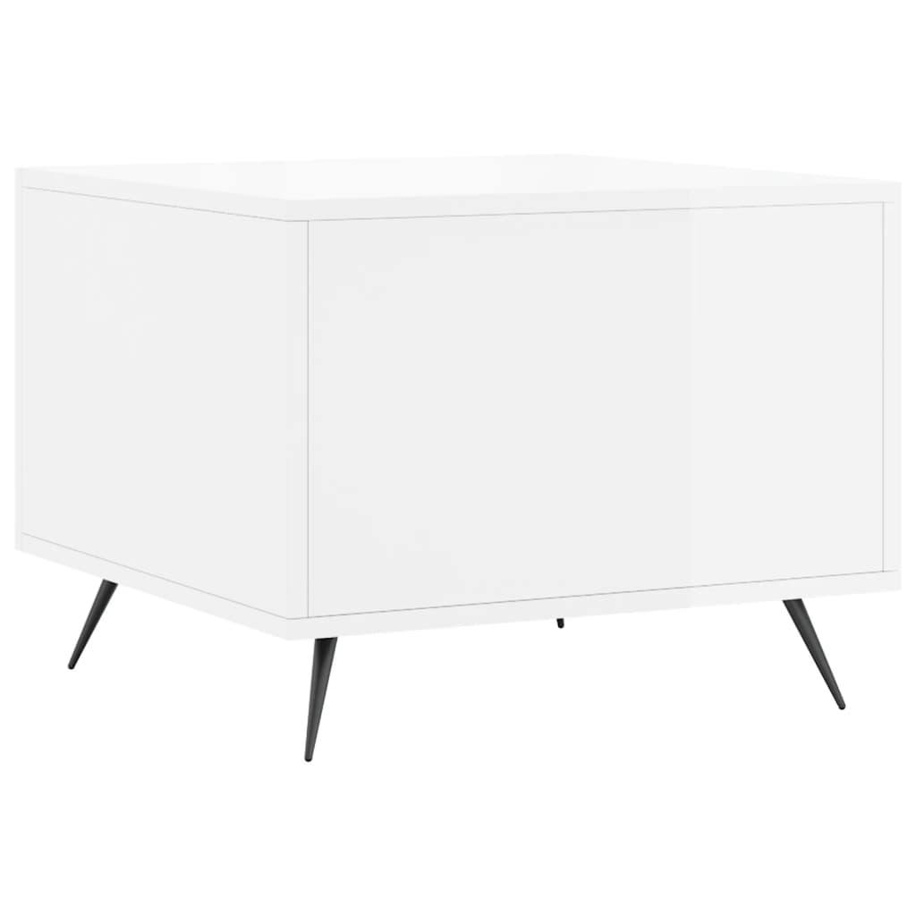 Tavolino da Salotto Bianco Lucido 50x50x40 cm Legno Multistrato