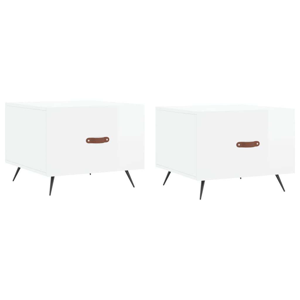 Tavolini Salotto 2pz Bianco Lucido 50x50x40cm Legno Multistrato | homemem39