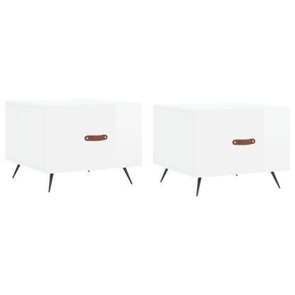 Tavolini Salotto 2pz Bianco Lucido 50x50x40cm Legno Multistrato | homemem39