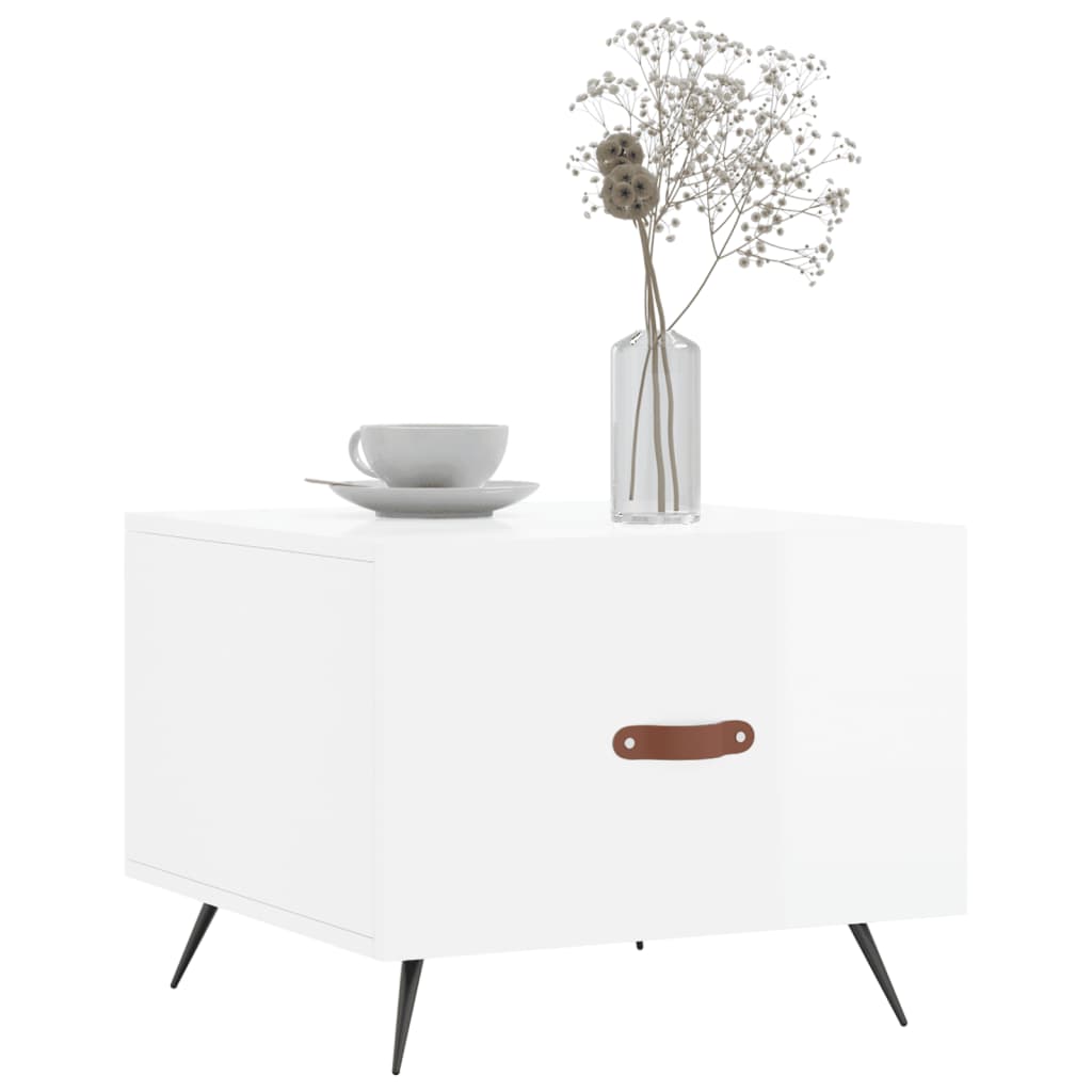 Tavolini Salotto 2pz Bianco Lucido 50x50x40cm Legno Multistrato | homemem39