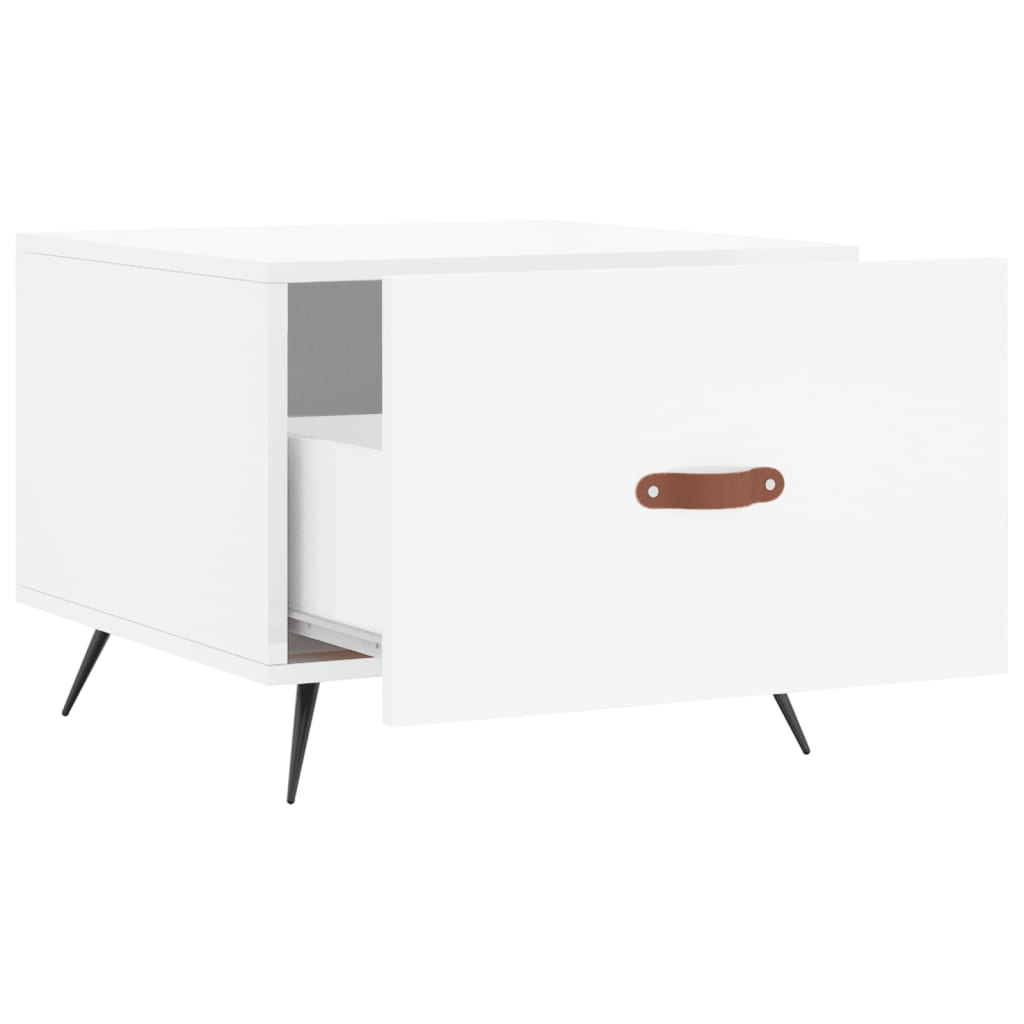 Tavolini Salotto 2pz Bianco Lucido 50x50x40cm Legno Multistrato | homemem39