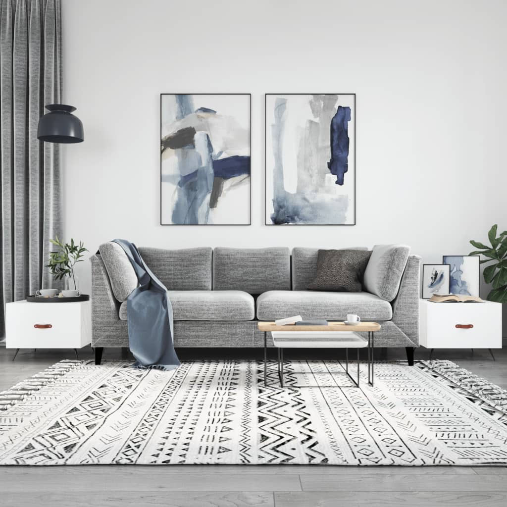 Tavolini Salotto 2pz Bianco Lucido 50x50x40cm Legno Multistrato | homemem39