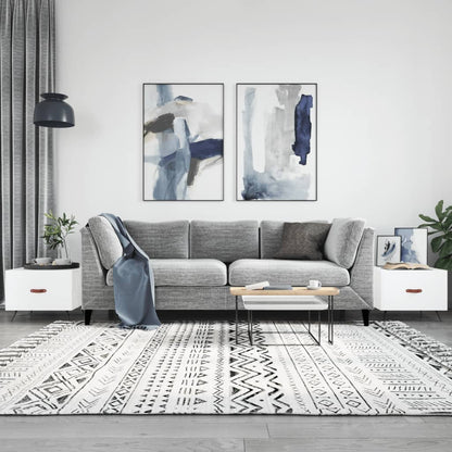 Tavolini Salotto 2pz Bianco Lucido 50x50x40cm Legno Multistrato | homemem39